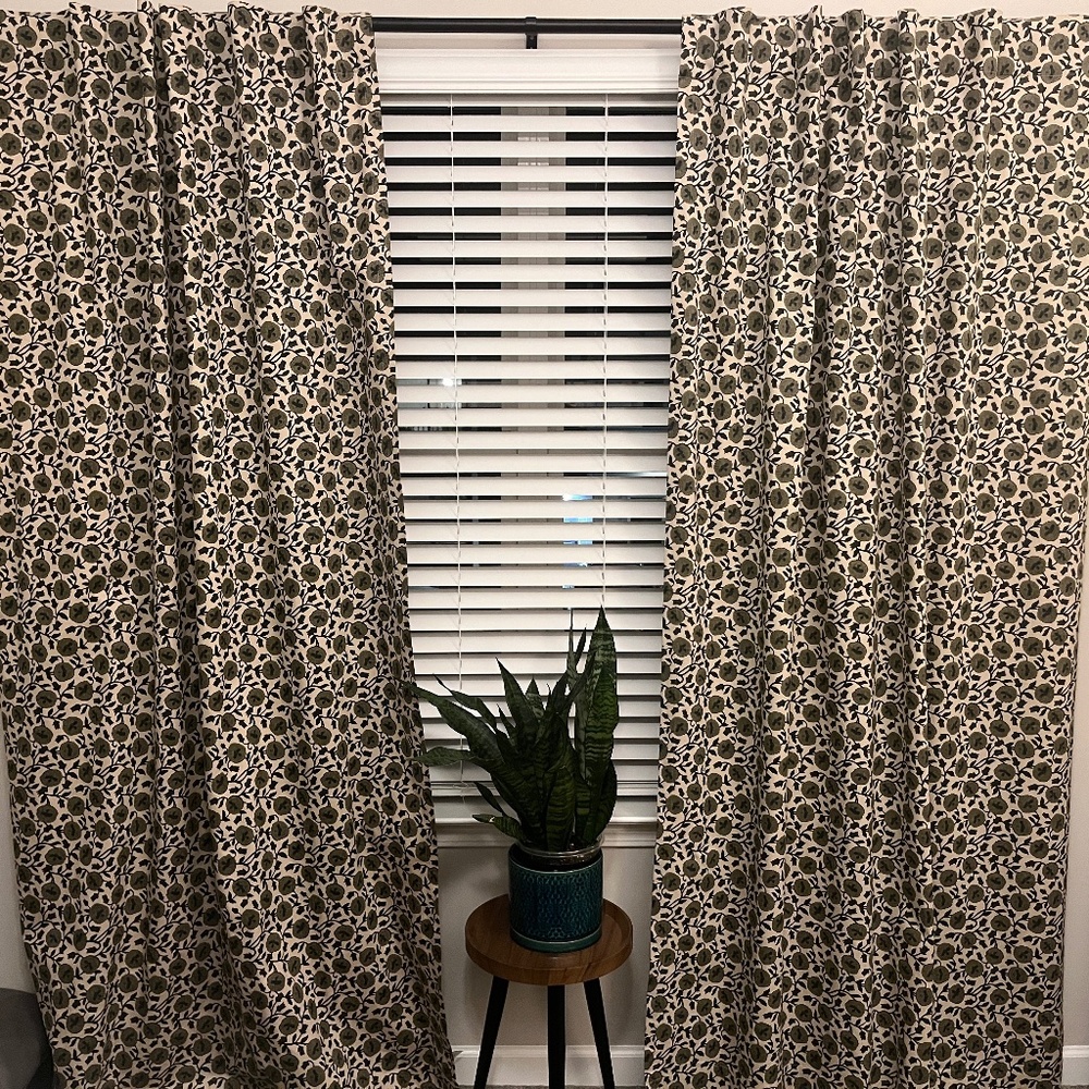 West Elm Patterned Curtains - Black and White